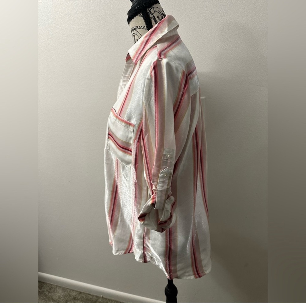 Express Portofino Pink and White Striped Blouse - Picture 8 of 8